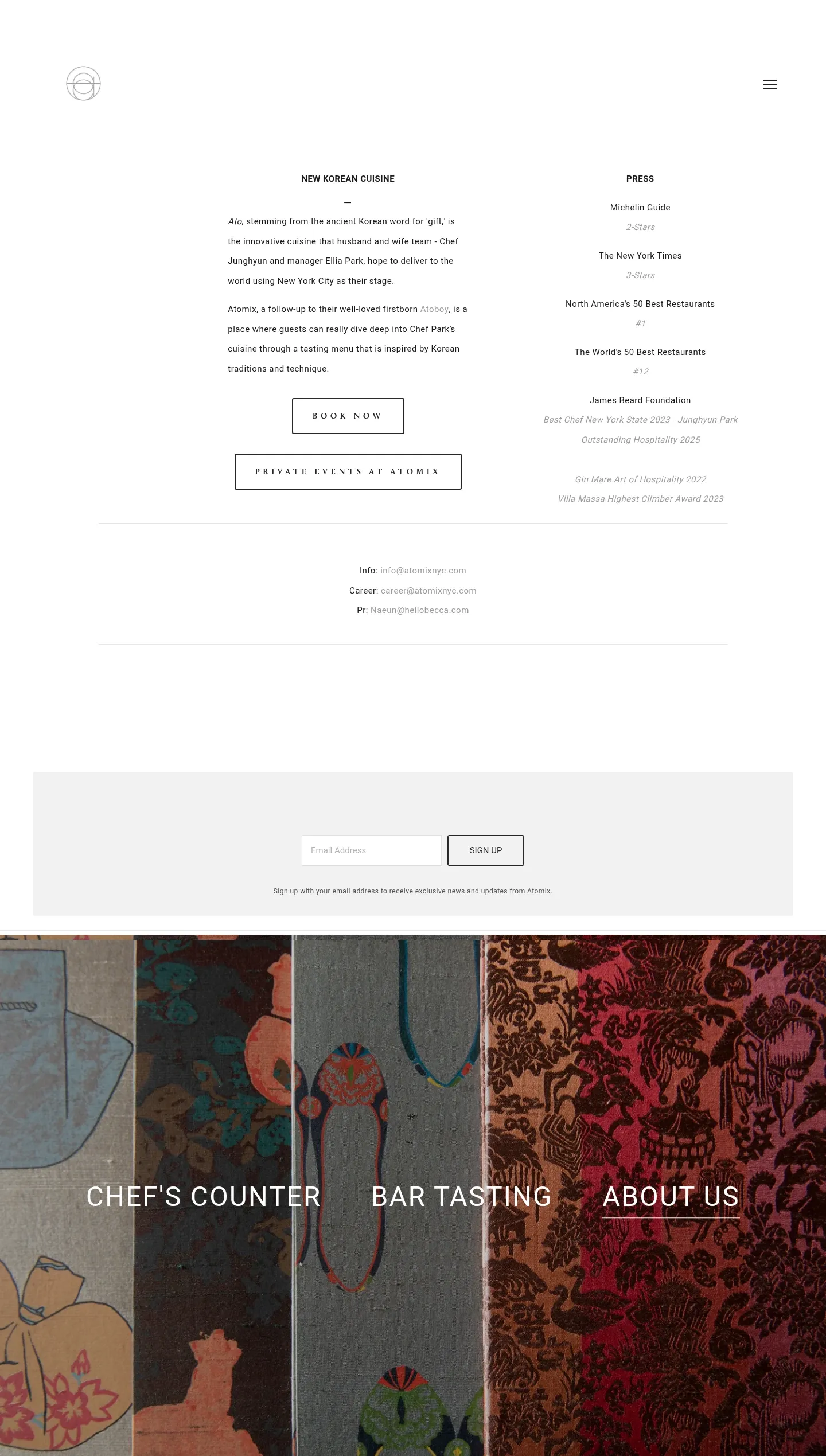 Screenshot of Atomix at desktop width