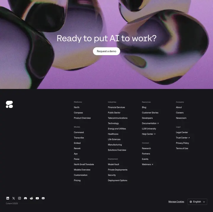 Footer on Cohere