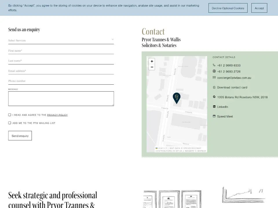 Pryor Tzannes & Wallis — Contact