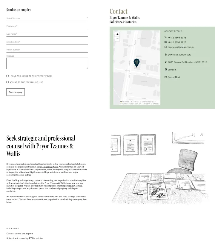 Contact on Pryor Tzannes & Wallis