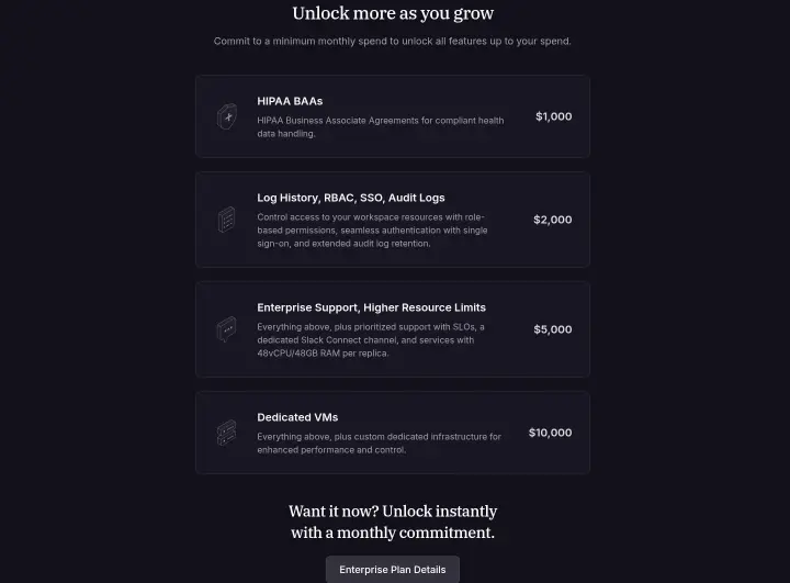 Unlock more as you grow on Railway