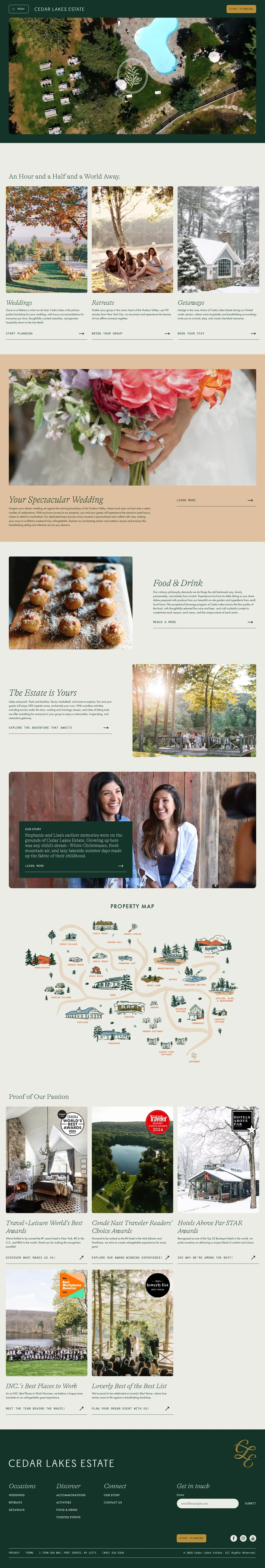 Screenshot of Cedar Lakes Estate at desktop width