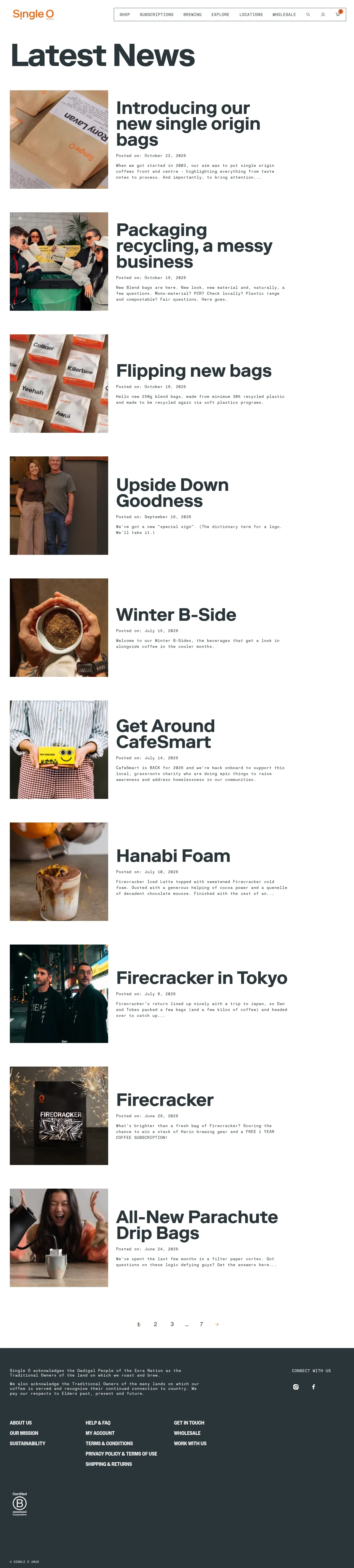 Screenshot of Single O at desktop width