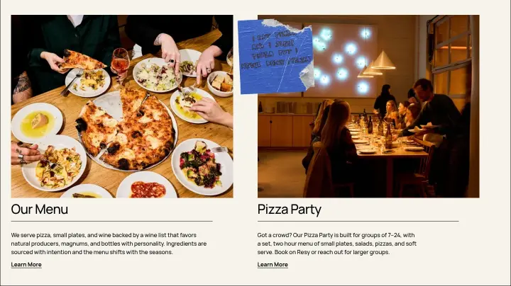 Our Menu on Pizzeria Beddia