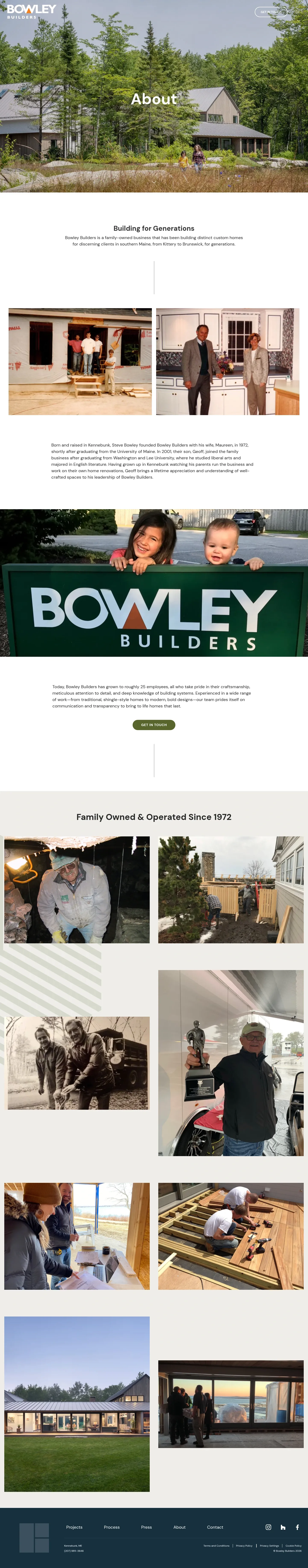 Screenshot of Bowley Builders at desktop width