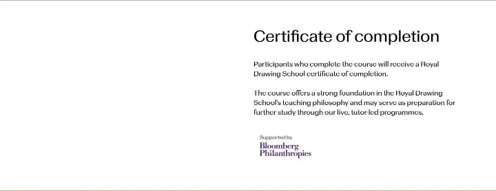 Certificate of completion on Royal Drawing School