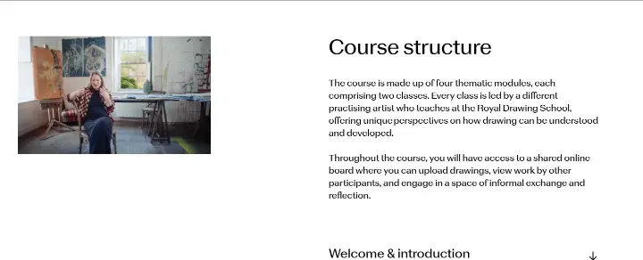 Course structure on Royal Drawing School