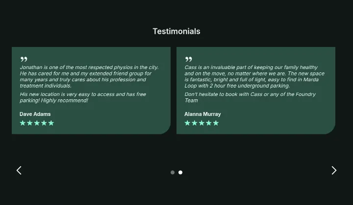 Testimonials on Foundry Physiotherapy