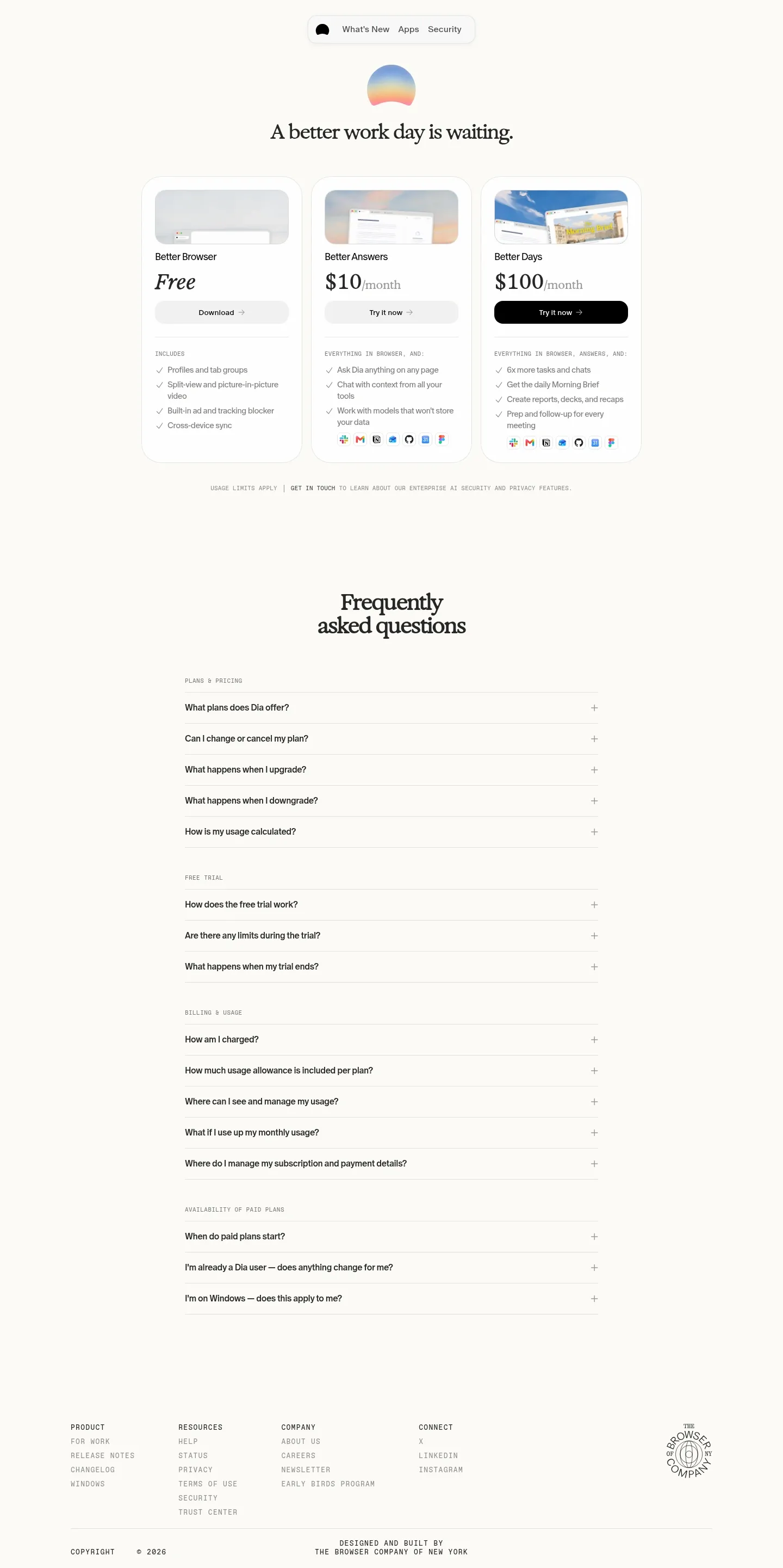 Screenshot of Dia at desktop width