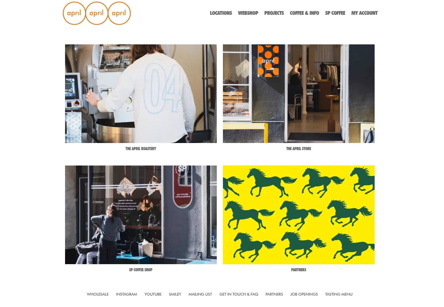 Screenshot of April Coffee Roasters at desktop width