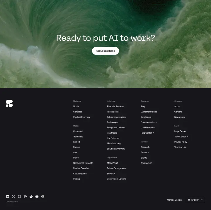 Footer on Cohere