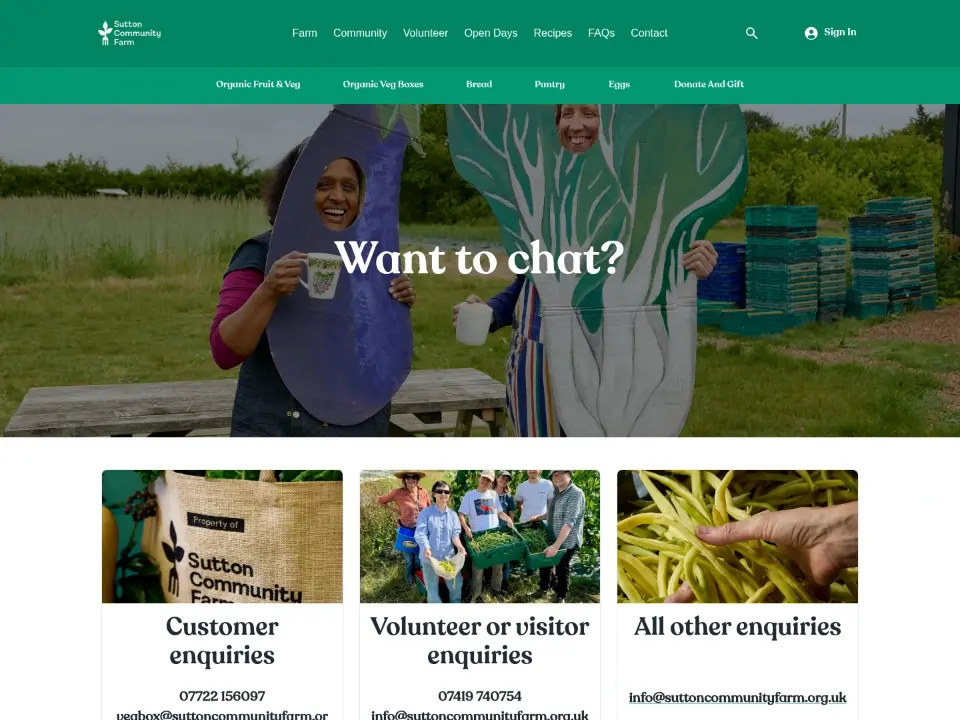 Sutton Community Farm — Contact