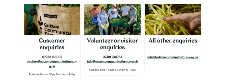 Customer enquiries on Sutton Community Farm