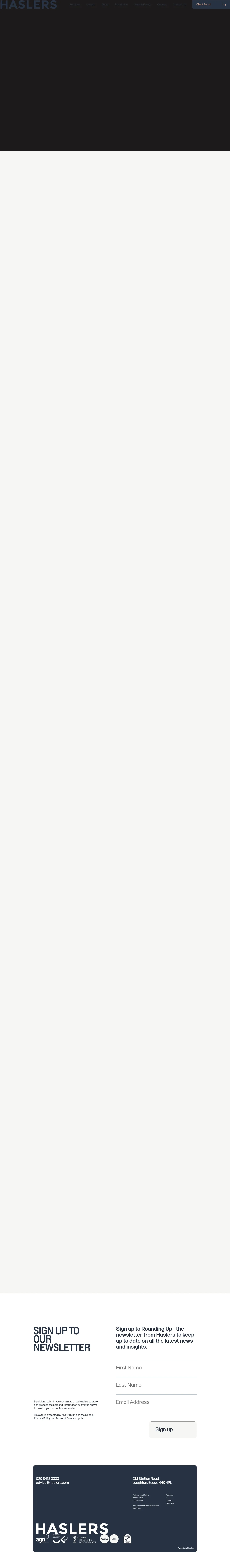 Screenshot of Haslers at desktop width