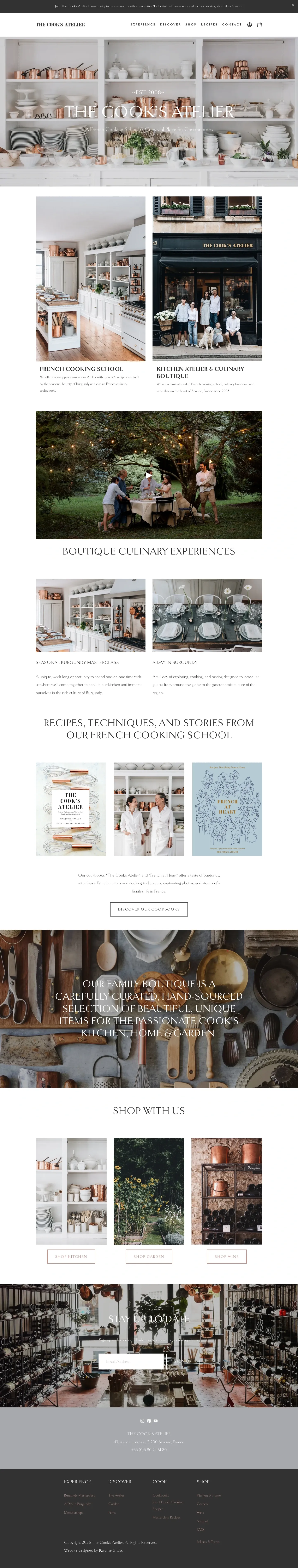 Screenshot of The Cook's Atelier at desktop width