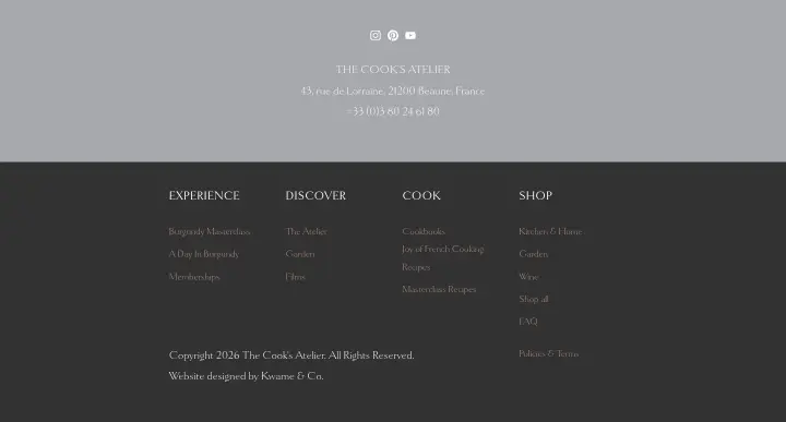 Footer on The Cook's Atelier