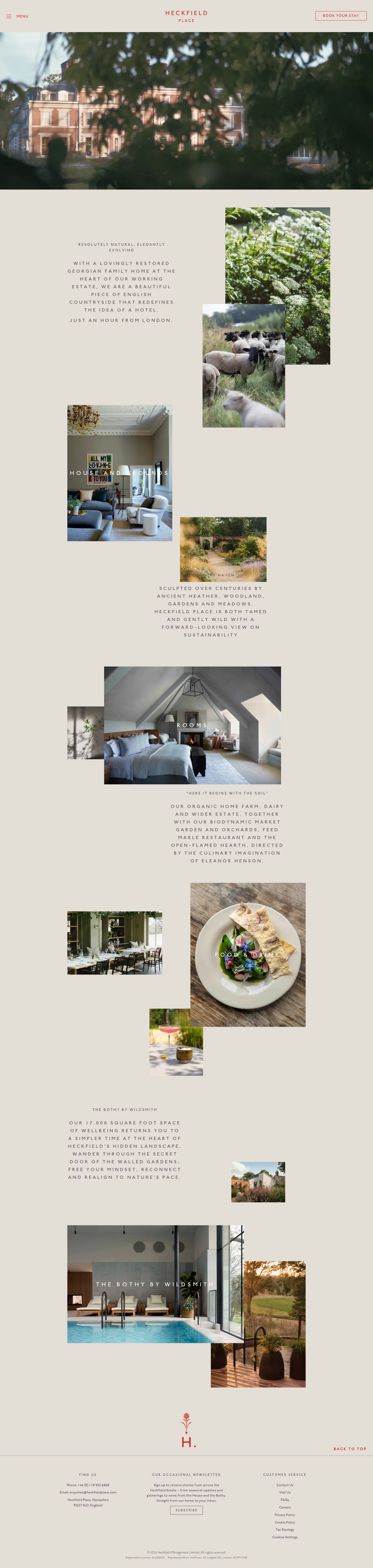 Screenshot of Heckfield Place at desktop width