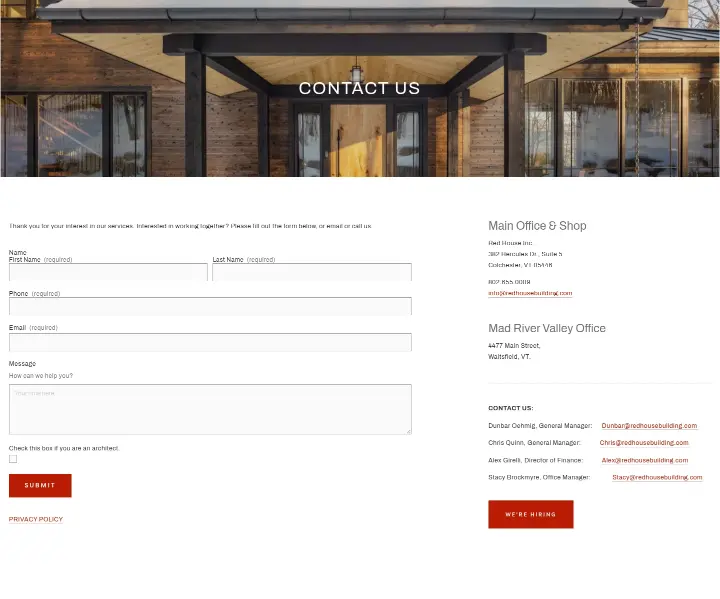 Contact Us on Red House Building