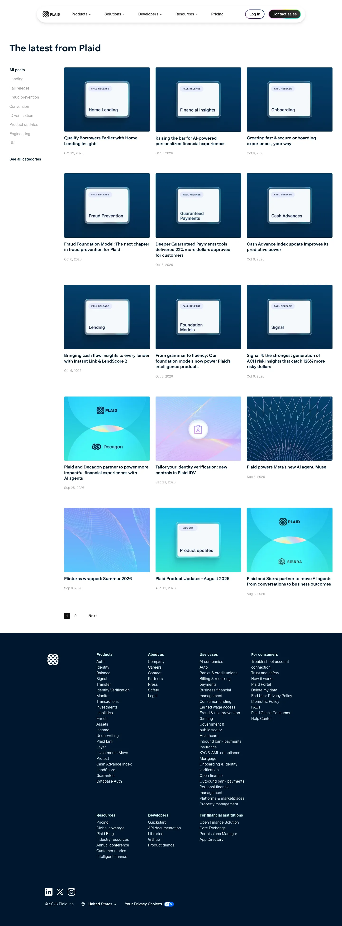 Screenshot of Plaid at desktop width
