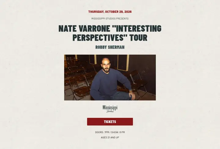 Nate Varrone "Interesting Perspectives" Tour on Mississippi Studios