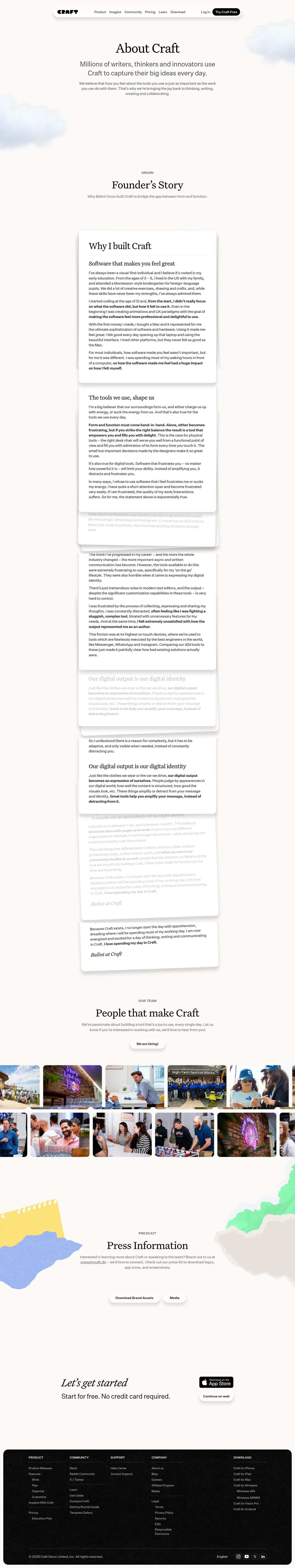 Screenshot of Craft at desktop width