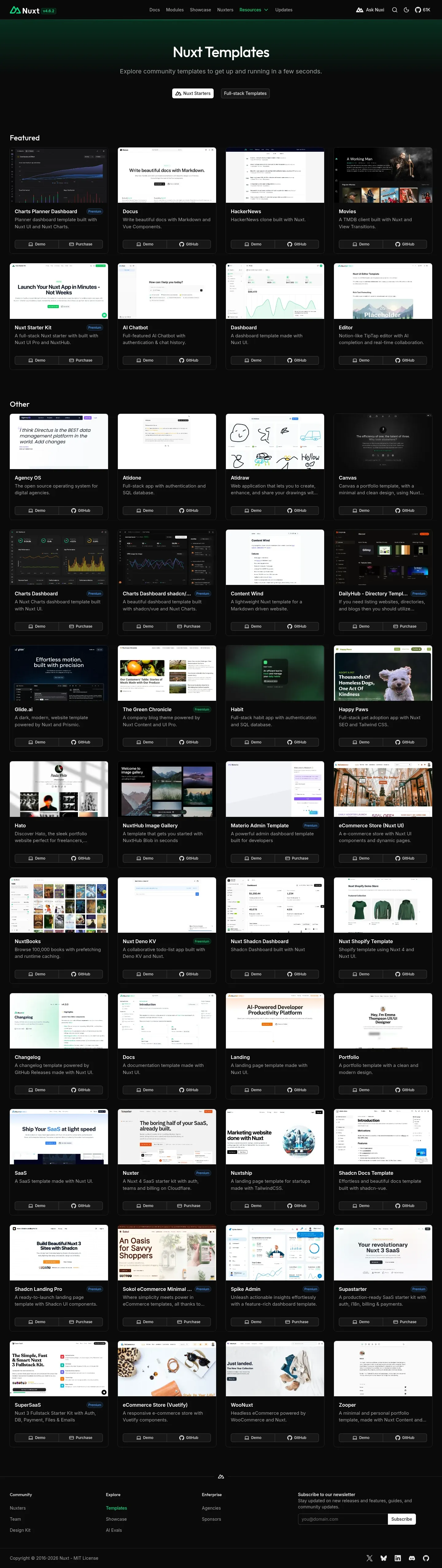 Screenshot of Nuxt at desktop width