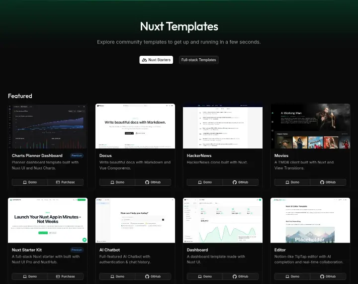 Nuxt Templates on Nuxt