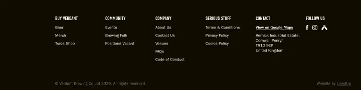 Footer on Verdant Brewing Co