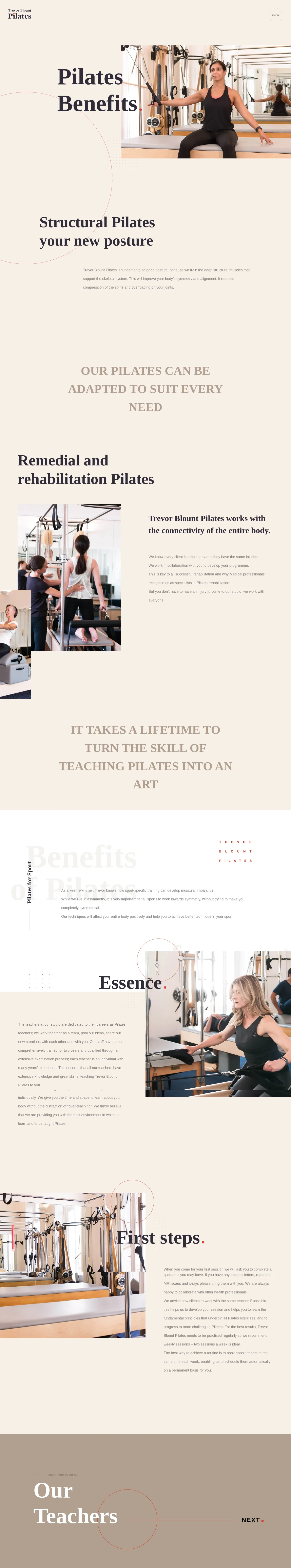 Screenshot of Trevor Blount Pilates at desktop width