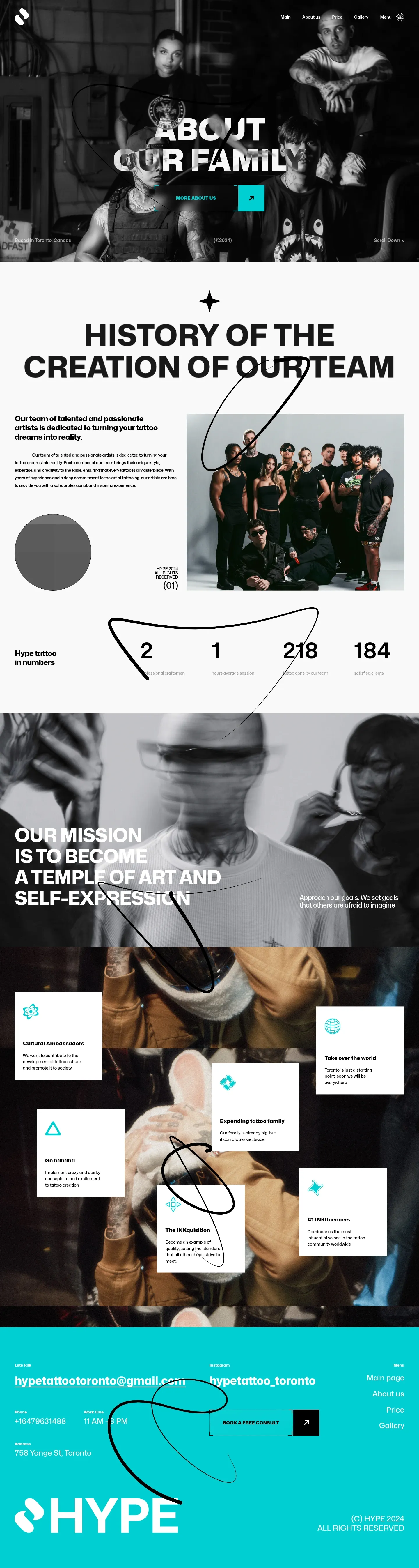 Screenshot of Hype Tattoo at desktop width