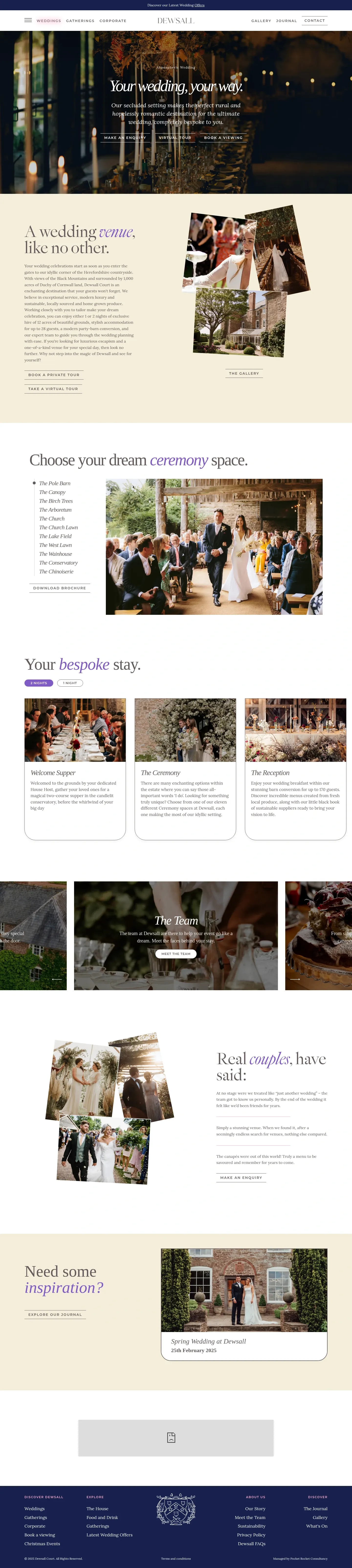Screenshot of Dewsall at desktop width