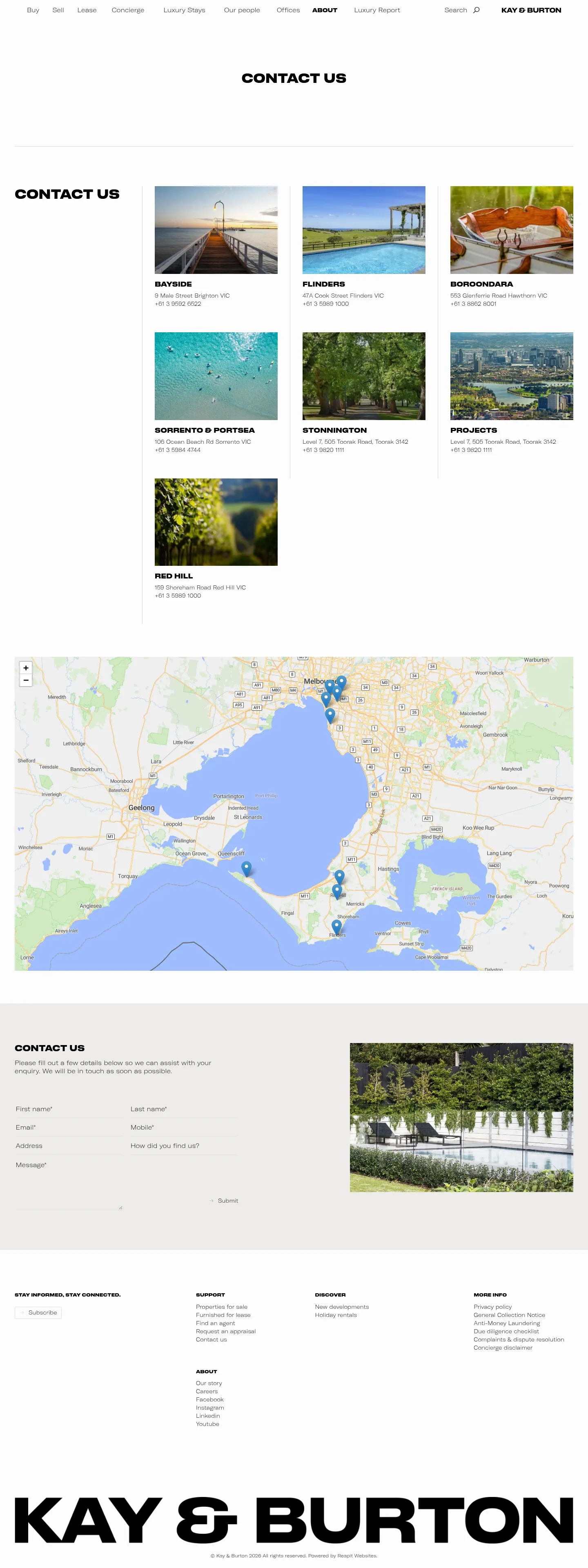 Screenshot of Kay & Burton at desktop width