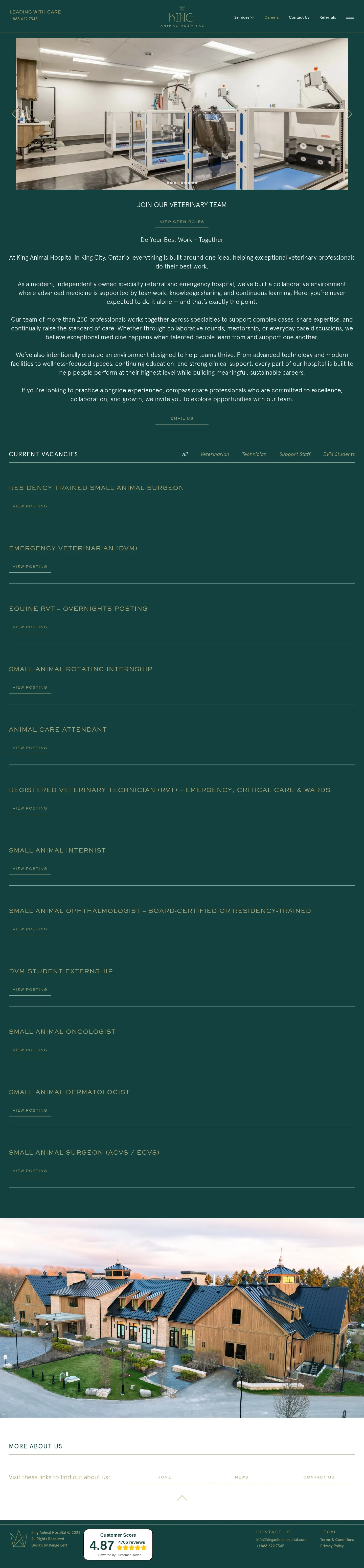 Screenshot of King Animal Hospital at desktop width