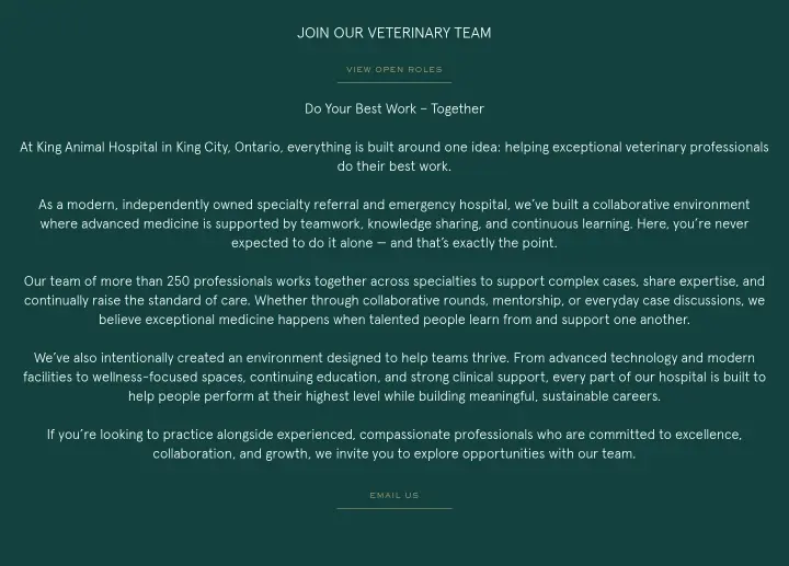 Join Our Veterinary Team on King Animal Hospital