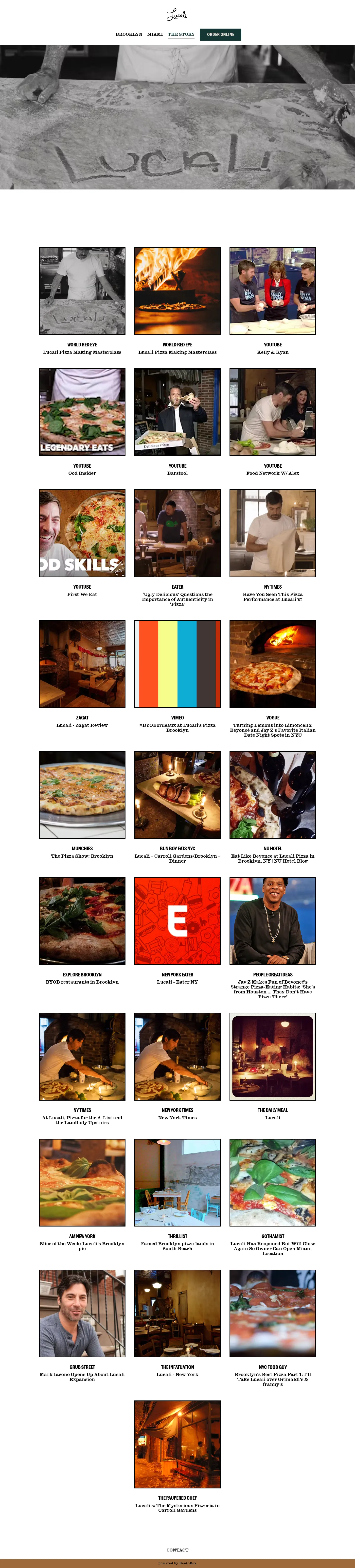 Screenshot of Lucali at desktop width