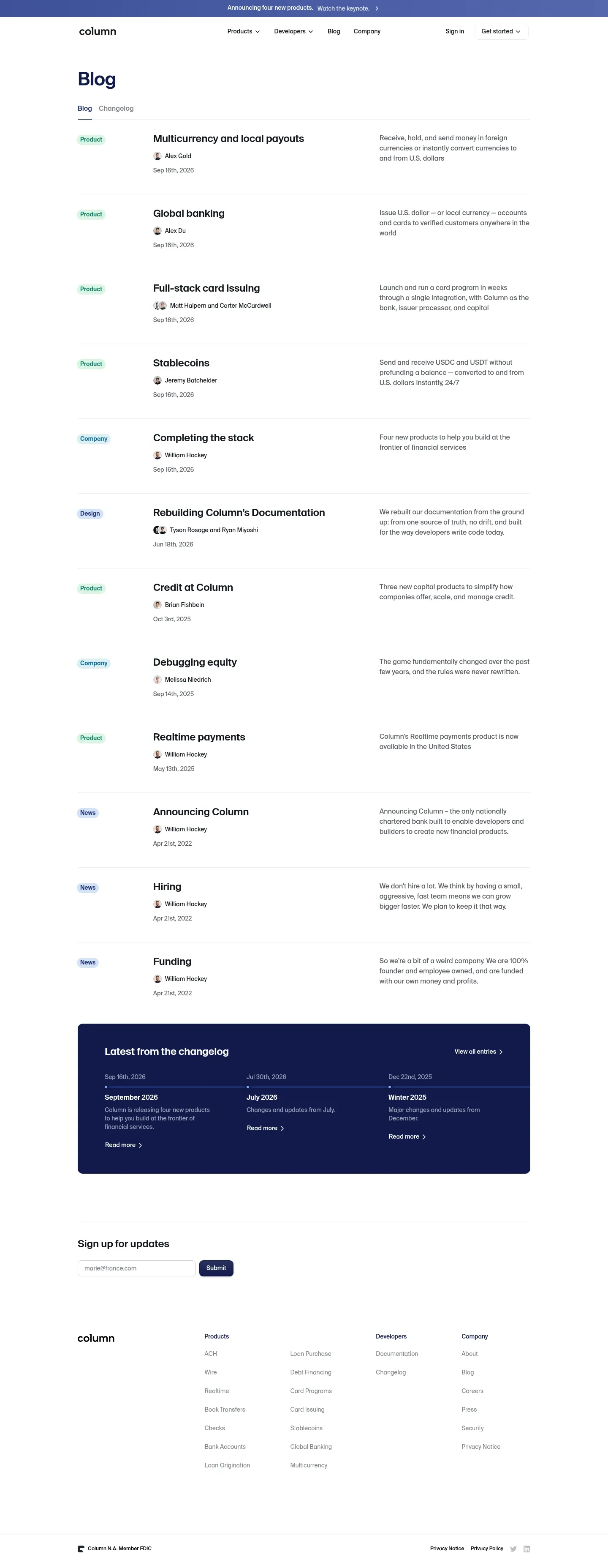 Screenshot of Column at desktop width