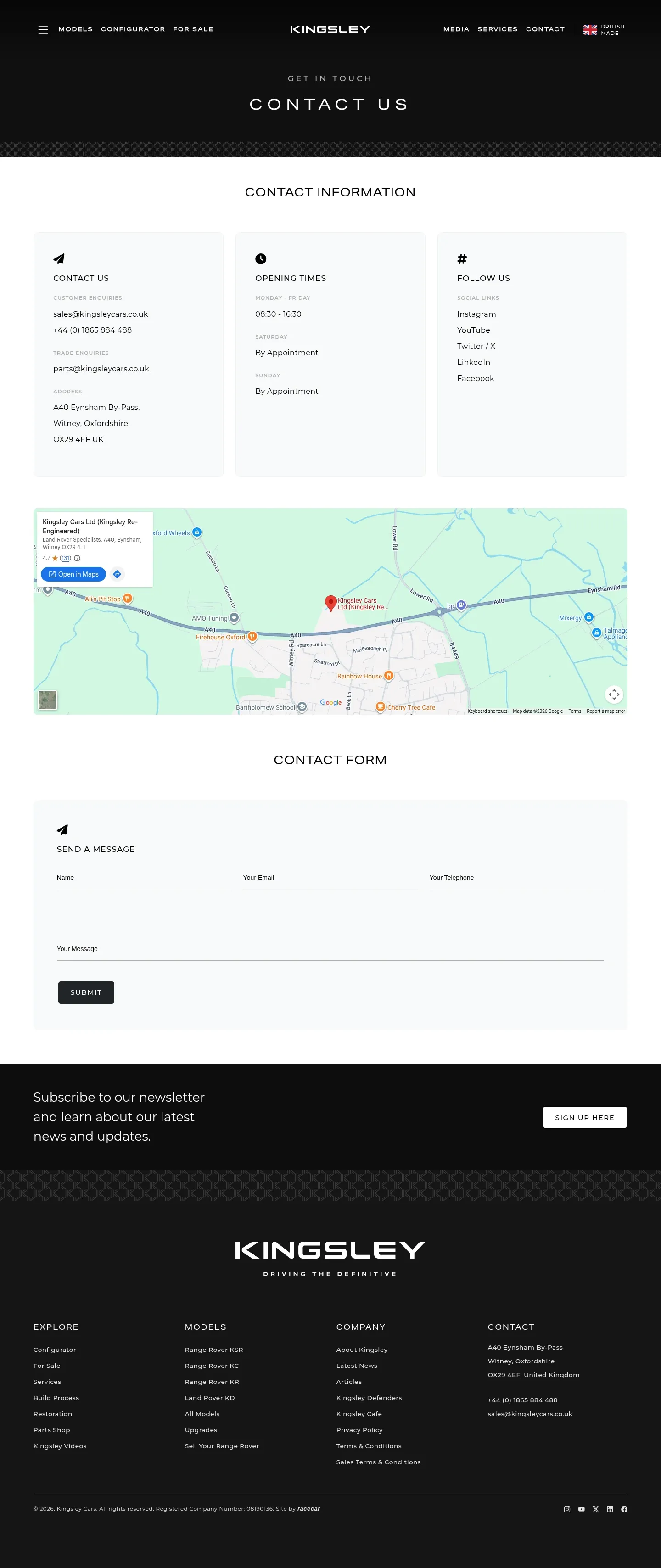 Screenshot of Kingsley at desktop width