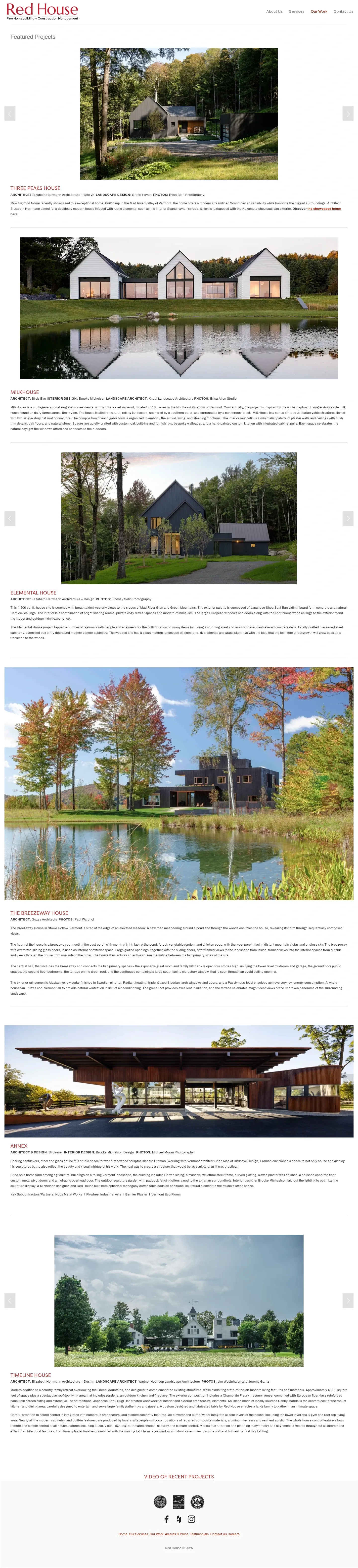 Screenshot of Red House Building at desktop width