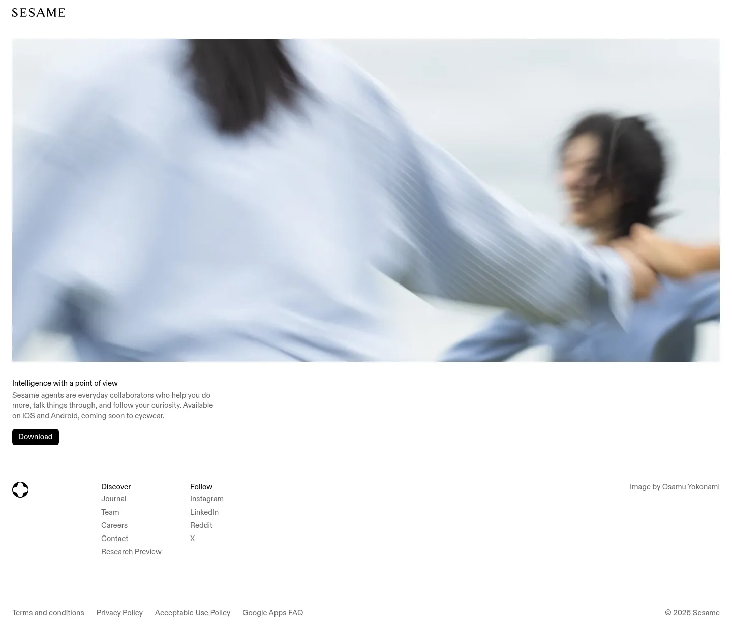 Screenshot of Sesame at desktop width