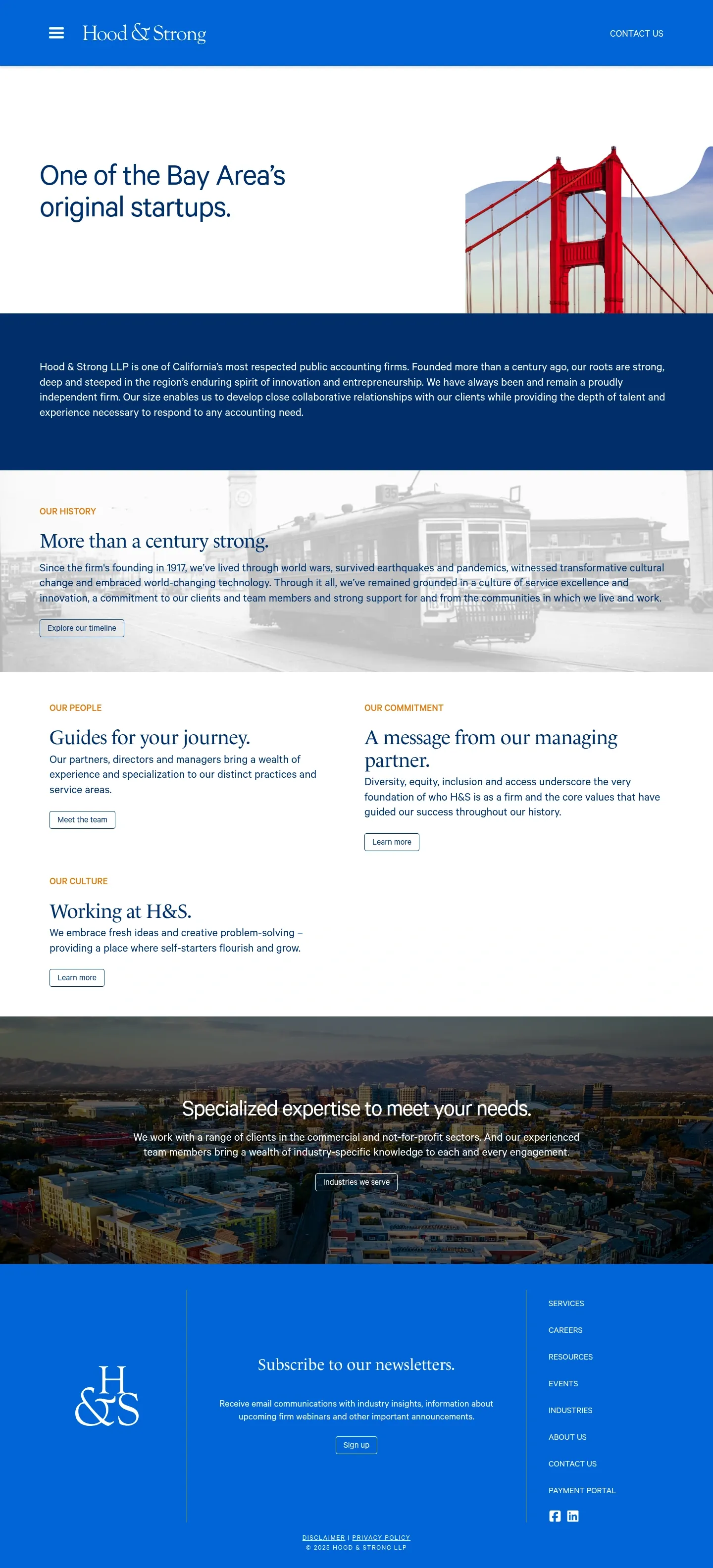 Screenshot of Hood & Strong at desktop width