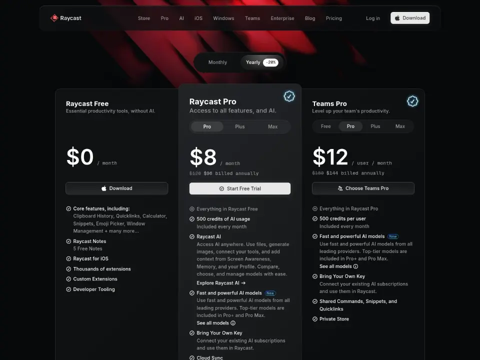 Raycast — Pricing