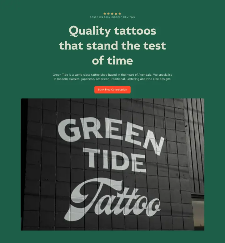 Quality tattoos on Green Tide Tattoo