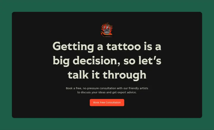Call to action on Green Tide Tattoo