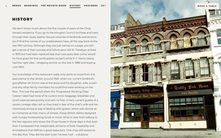 History on The Quality Chop House