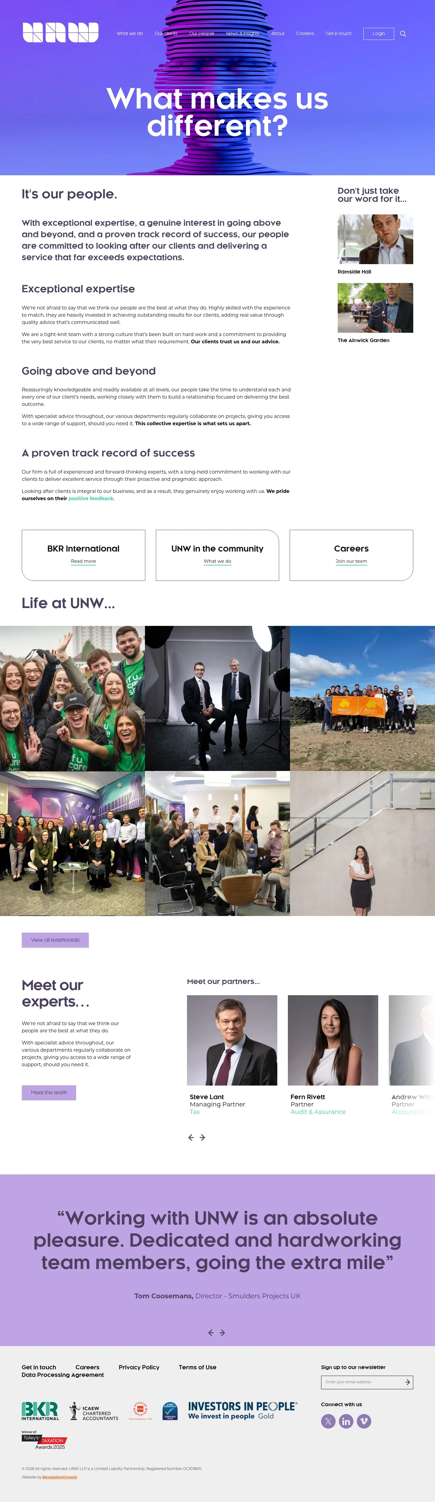 Screenshot of UNW at desktop width