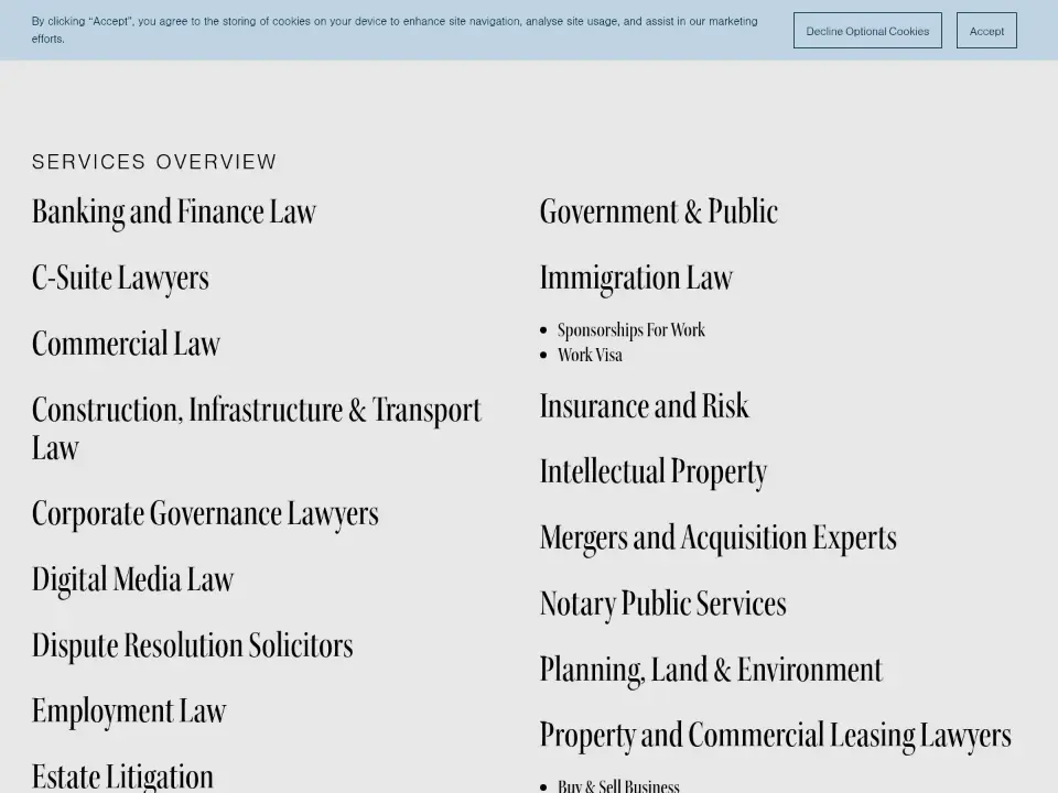 Pryor Tzannes & Wallis — Services