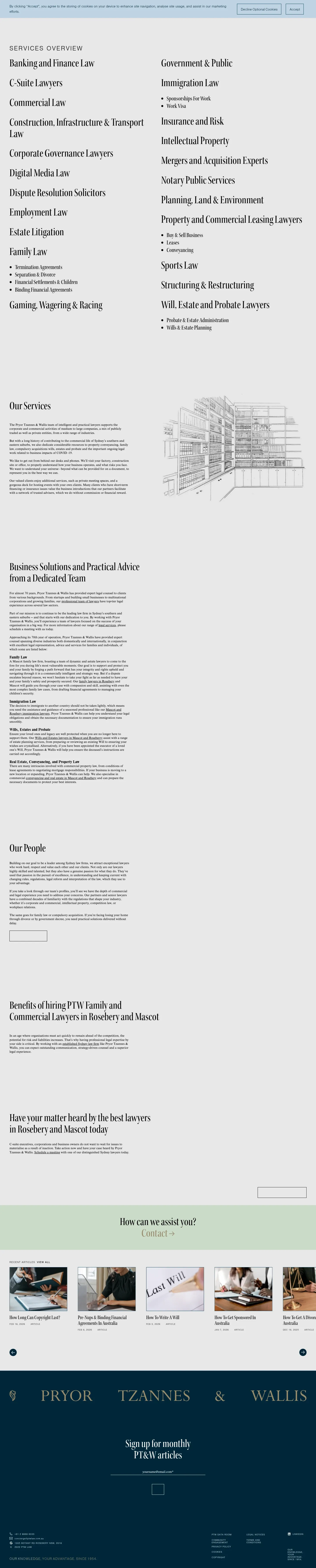 Screenshot of Pryor Tzannes & Wallis at desktop width