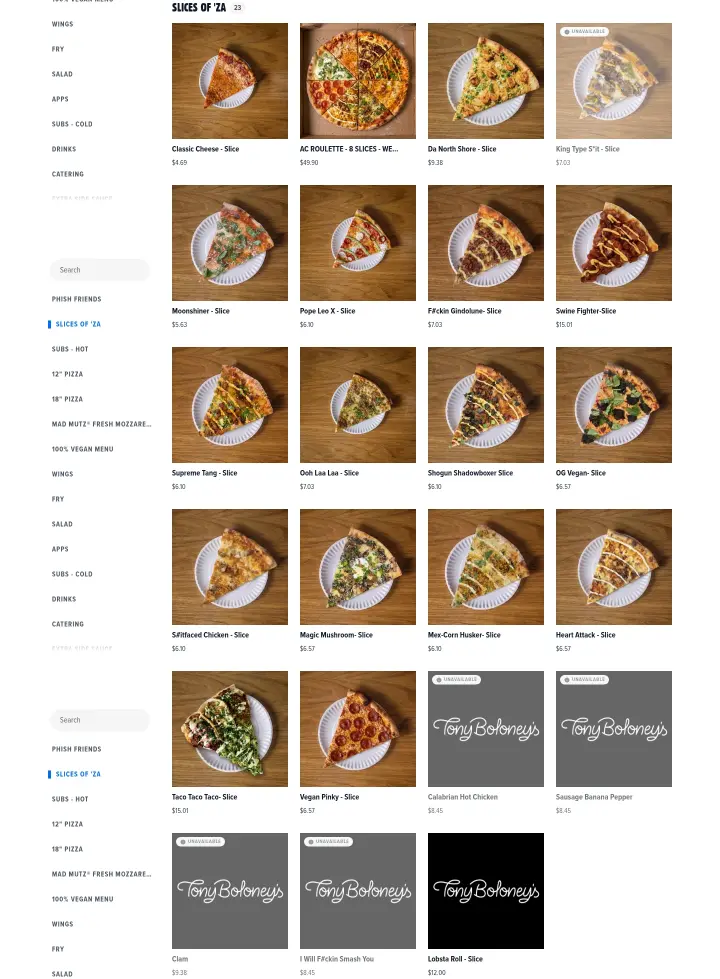 Slices of 'Za23 on Tony Boloney's