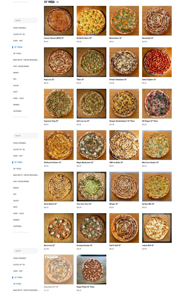 12" Pizza26 on Tony Boloney's