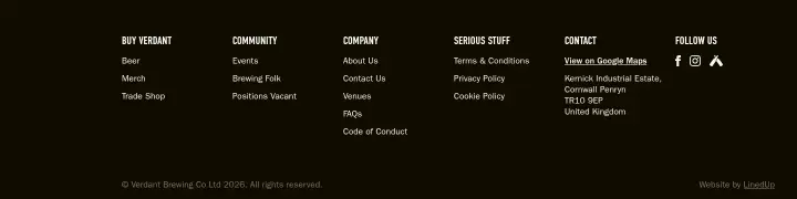 Footer on Verdant Brewing Co